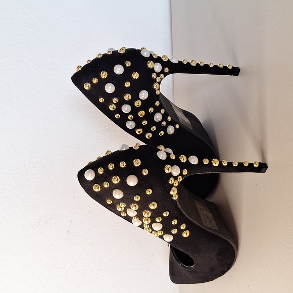 #AEU Liliana heels with white and gold studs sz 10 - Picture 2 of 12
